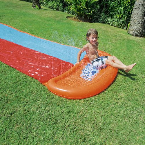 Tapis De Glisse Geant Double Toboggan Eau Piscine Jeu Piscine