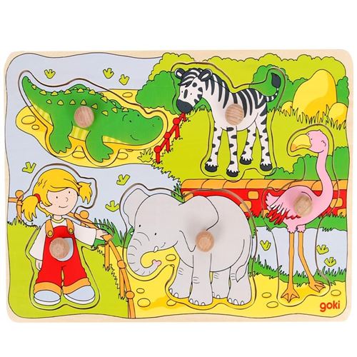 Puzzle En Bois À Boutons Les Animaux De La Jungle