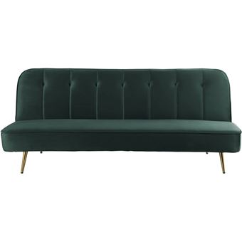 Canape convertible HABITAT ET JARDIN 3 places en velours vert 83 x 180 x 75 cm - 1