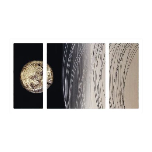 TRIPTYQUE Toile peinte abstraite 70x70 cm Lune dorée