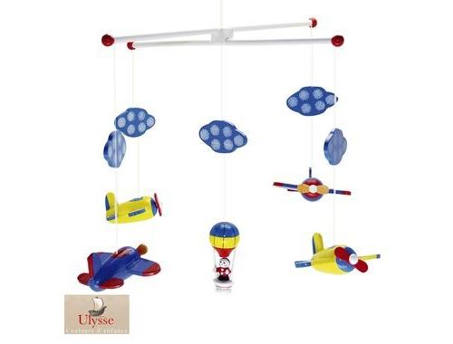 Mobile suspension avion montgolfières décoration chambre enfant