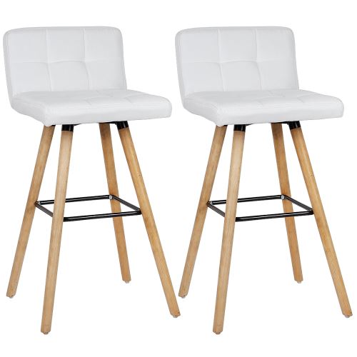 20 Sur Lot De 2 Tabouret De Bar Bistrot Cuisine Chaise Haute Blanc Siege Confortable En Tissu Pieds En Bois Hetre Massif Achat Prix Fnac
