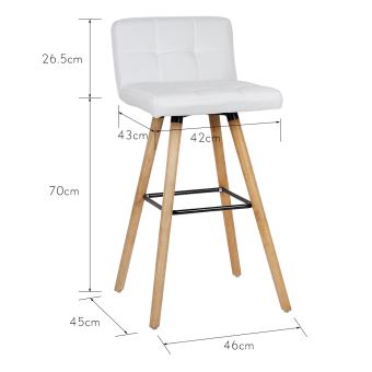 Lot De 2 Tabouret De Bar Bistrot Cuisine Chaise Haute Blanc Siege Confortable En Tissu Pieds En Bois Hetre Massif Achat Prix Fnac
