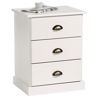 Table De Chevet Paris Table De Nuit Avec 3 Tiroirs Pin Massif