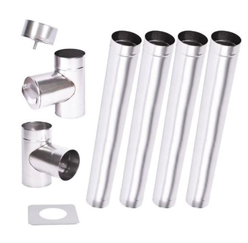 Kit conduit cheminée simple paroi de 4 m Ø 100/120/130/150/160/180/200 mm - Dimensions: 130 mm