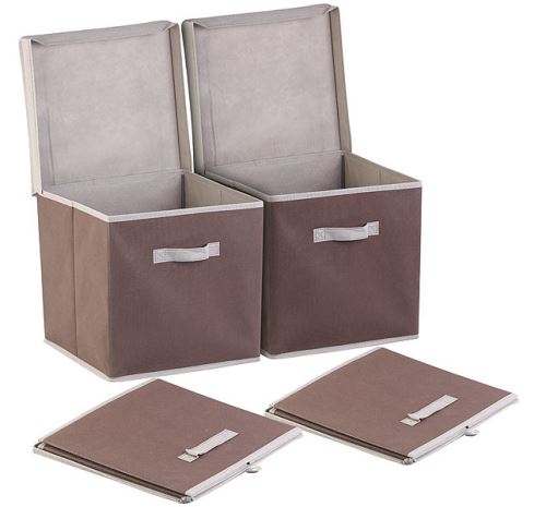 2 boîtes de rangement pliables avec couvercle - Brun