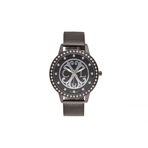 Montre Femme CXL à Quartz Cadran Argenté 36 mm Et Bracelet Anthracite En Maille CXLS18070