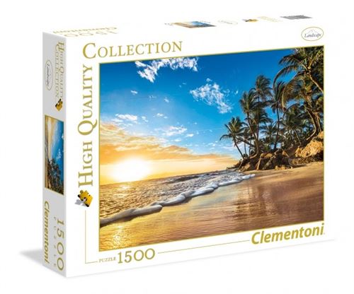 Puzzle 1500 Pièces : Soleil Couchant sur une Plage des Tropiques, Clementoni