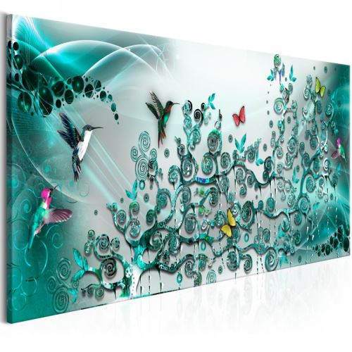 Tableau - Hummingbirds Dance (1 Part) Turquoise Narrow .Taille : 135x45