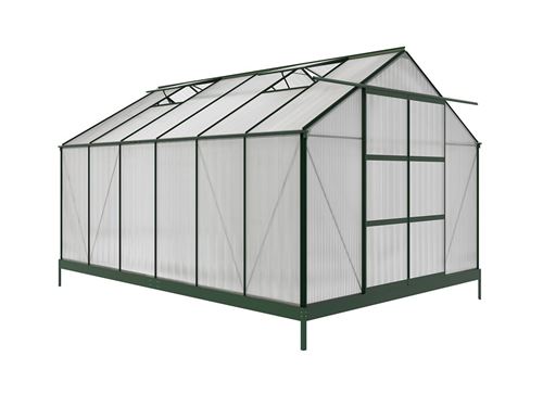 Serre de Jardin en polycarbonate de 13m² KALIDA avec embase - vert