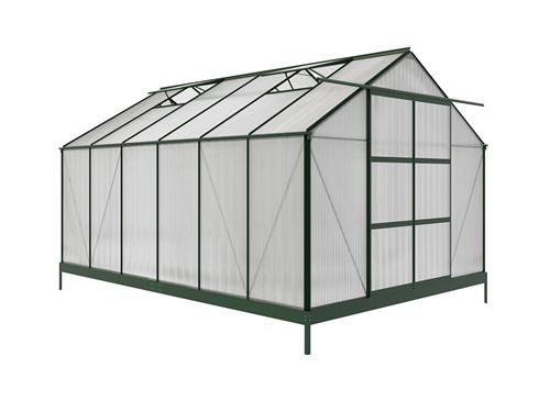 Serre de Jardin en polycarbonate de 13 m² avec embase - Vert - KALIDA