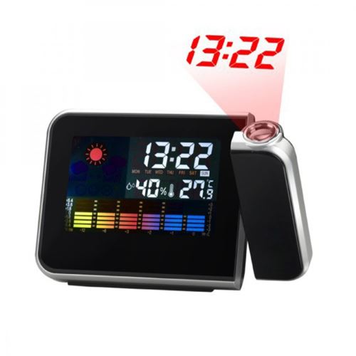 AUTO HIGHTECH Horloge multifonctions &Eacute;cran lcd num&eacute;rique r&eacute;veil &agrave; projection avec station m&eacute;t&eacute;o temp&eacute;rature humidit&eacute; calendrier 