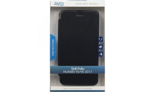 Etui Jaym Folio noir avec rabat latéral Huawei Y6-2017
