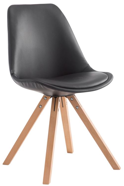 Chaise de salle à manger Laval pieds carrés nature - Siège Noir