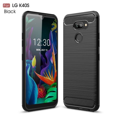 Coque en TPU fibre de carbone antichoc brossée noir pour votre LG K40S