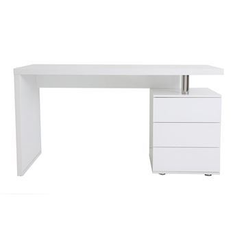 Bureau Design Blanc Laque Brillant 3 Tiroirs Calix Achat Prix Fnac