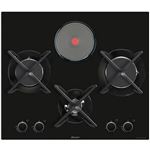 Sauter SPG9465MB - Table de cuisson gaz et électrique - 4 plaques de cuisson - Niche - largeur : 56 cm - profondeur : 49 cm - noir - noir