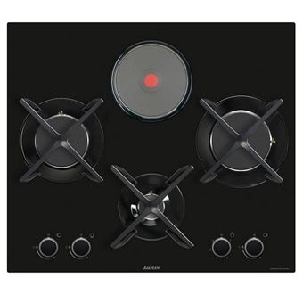 Sauter SPG9465MB - Table de cuisson gaz et électrique - 4 plaques de cuisson - Niche - largeur : 56 cm - profondeur : 49 cm - noir - noir