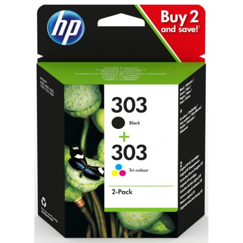 hp hp cartouche jet d'encre hp 303 - noir, tricolore (3ym92ae)