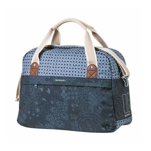 Sacoche arriere velo laterale sac a main basil boheme 18l fixation rapide hook-on sur porte bagage avant-arriere Bleu indigo