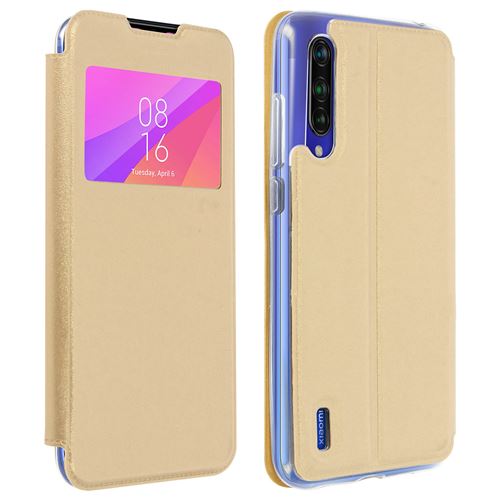 Housse pour Xiaomi Mi 9 Lite avec Fenêtre Porte-carte Fonction Support Vidéo doré