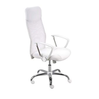 Fauteuil De Direction Chaise De Bureau Pivotant Ergonomique Sur Roulette Blanc Achat Prix Fnac