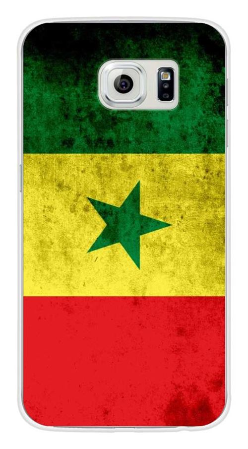 Coque en silicone imprimée compatible Samsung Galaxy S6 Drapeau Sénégal