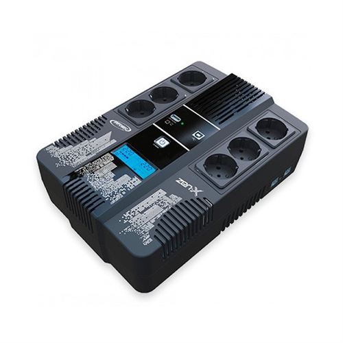 INFOSEC Onduleur Line Interactive 600 VA 6 Prises FR/SCHUKO - 1 chargeur USB - 1 port USB