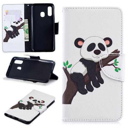 Etui en PU impression de motifs arbre d'escalade panda pour votre Samsung Galaxy A40