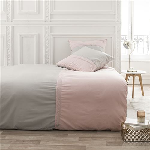 TODAY Parure de couette Apoline - 100% Percale de Coton - 220x240 cm - Rose + Zinc