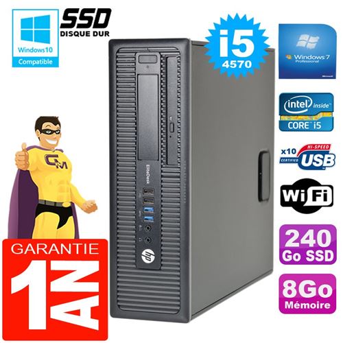 Pc hp elitedesk 800 g1 sff core i5-4570 8go disque 240go ssd graveur dvd wifi w7 État correct - Hewlett-Packard reconditionné disponible sur Fnac