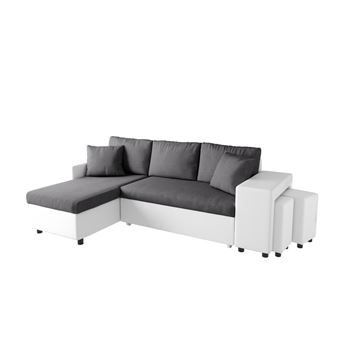 240 sur canap dangle convertible grisblanc avec coffre et poufs oslo angle droit achat prix fnac - Canape D Angle Droit 240 sur canap dangle convertible grisblanc avec coffre et poufs oslo angle droit achat prix fnac - Canape D Angle Droit
