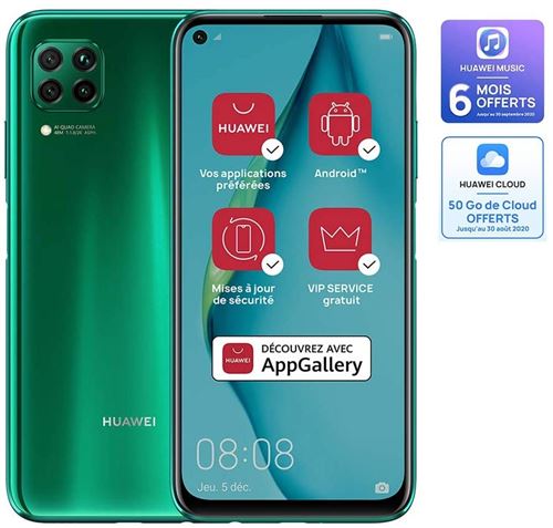 Huawei P40 Lite Smartphone débloqué 4G (6,4 pouces - 6/128go - Double Nano SIM EMUI 10.1 & AppGallery ) Vert + 52VA Adapter - Type C Plug [Version Française]