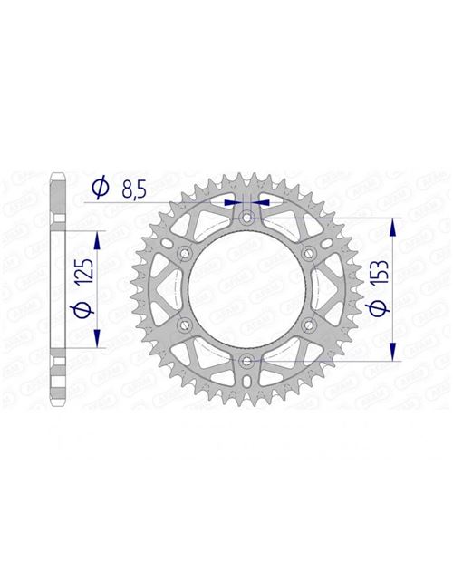 Couronne AFAM 48 dents alu ultra-light anti-boue pas 520 type 11212