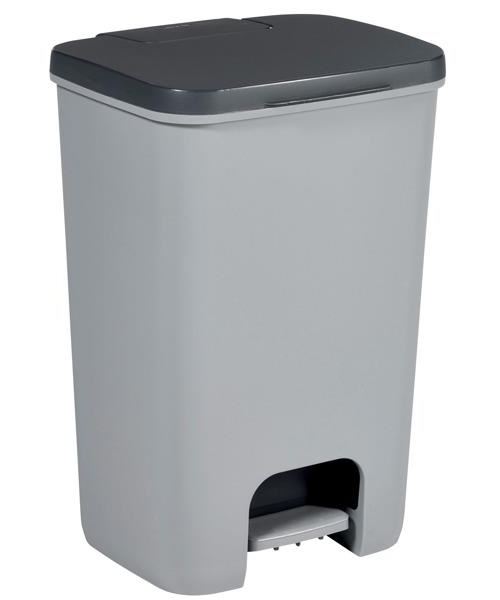Curver 225359 essentials poubelle à pédale plastique gris anthracite 37,4 x 33,1 x 55 cm 40 l 00760-686-00