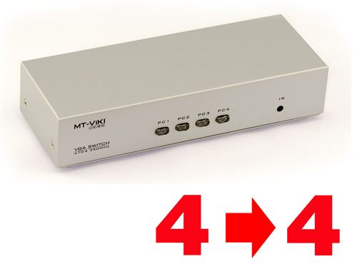 Matrix (Switch et Splitter) VGA - 350MHz Aiguille 4 entrées différentes vers 4 affichages simultanés Contrôlable a distance