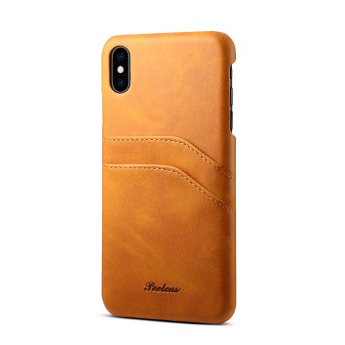 Coque en TPU + PU rigide avec 2 porte-cartes marron pour votre Apple iPhone XS Max 6.5 pouces