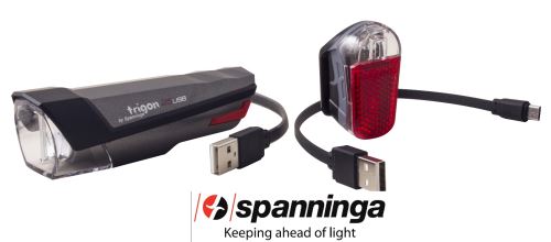 ECLAIRAGE VELO KIT TRIGON 25 AV + PYRO AR USB 25 + BR29 Luxe
