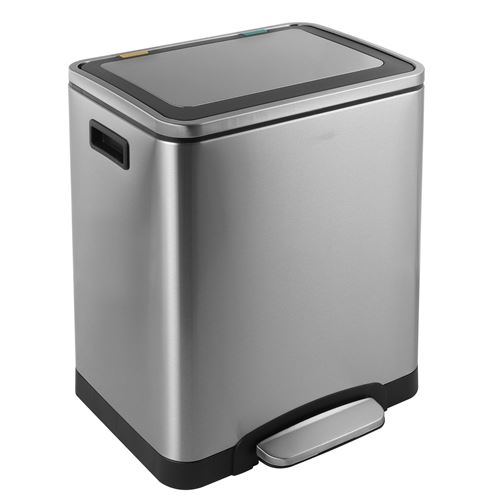 Poubelle de cuisine à pédale tri sélectif 30L (2x15L) PORTOLA en acier Inox