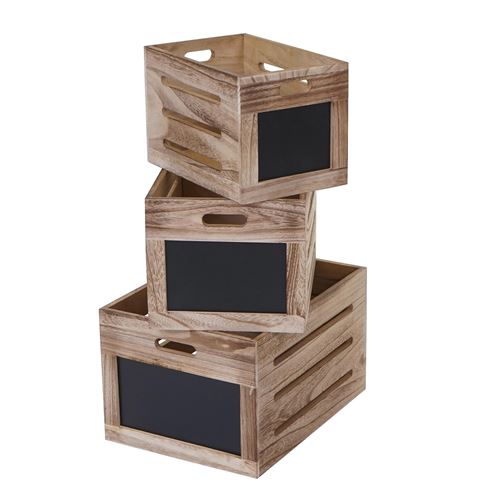 Set de 3 boîtes de rangement MENDLER HWC-E11, style shabby couleur bois