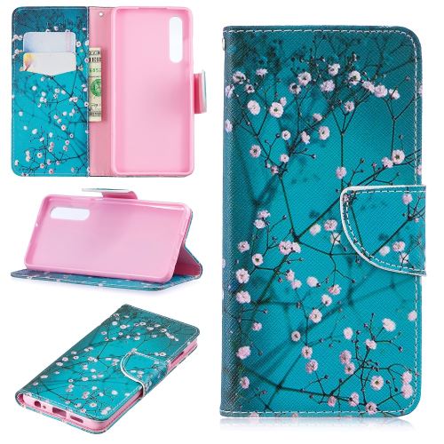 Etui en PU impression de motifs arbre avec des fleurs pour votre Huawei P30