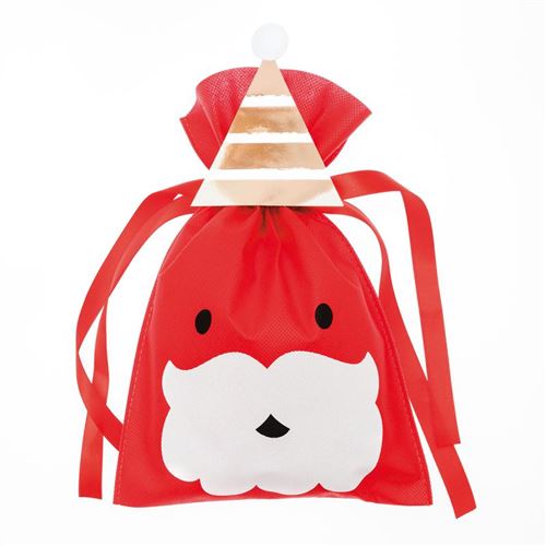 Petit Sac Cadeau en tissu Rouge - Père Noël - 20 x 30 cm