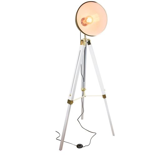 Lampadaire trepied design industriel Ino - H. 150 cm - Blanc