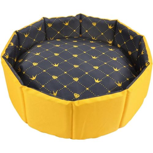 Meilleurs prix pour Panier rond pour animaux Oxford - Jaune/Bleu - D 48 x H 15 cm