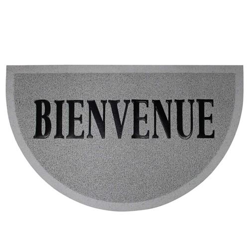 Tapis d'entrée demi-lune - 45 x 75 cm - Maison - Gris/Noir