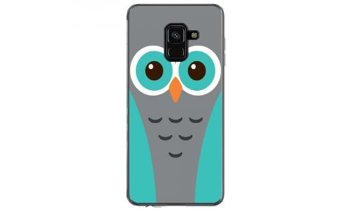Coque souple pour Samsung Galaxy A8 2018 avec impression Motifs chouette bleue et grise