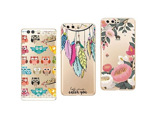 Huawei P9 - Pack de 3 Coques souples et résistantes anti choc avec impression gravée de qualité pour Huawei P14