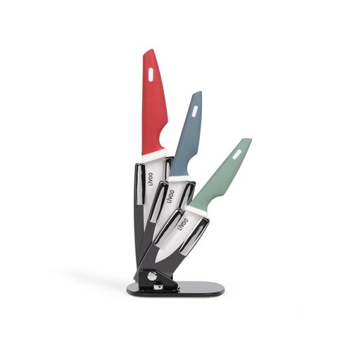 LIVOO Feel good moments Bloc 3 couteaux céramique avec support Multicolore