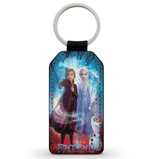 Porte-Cle Noir en Simili Cuir Leather Anna Elsa La reine des Neiges 2 Frozen