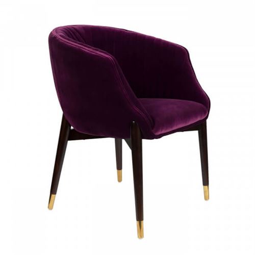 DOLLY - Chaise confortable velours prune